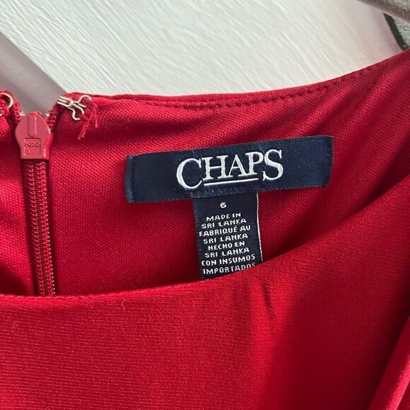 Chaps Red Grecian Drape Ruffle Front Gown Maxi Dress sz 6 EUC - Picture 3 of 5